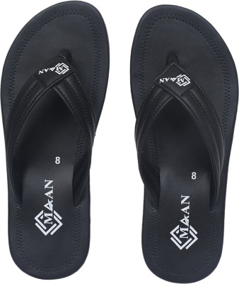 Maan Men Flip Flops(Black , 8)