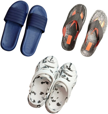BLIBBERS Men Slippers(Blue, Black, White , 9)