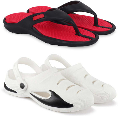 Kapani Fashion Men Slippers(Red, White , 8)