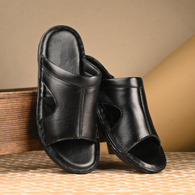 G WALK Men Slippers(Black , 9)