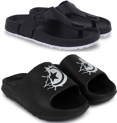 Pampy Angel Men Slippers(Black, Black , 6)