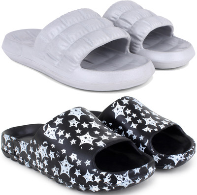KAPYANSH Men Slides(Grey, Black , 6)