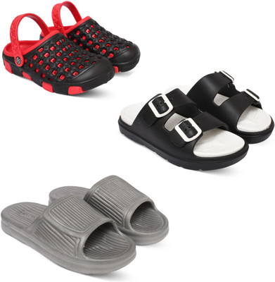 Acorn Men Slides(Red, Black, Grey , 6)