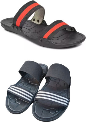 RULFIN Men Slippers(Red, Black , 10)