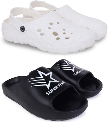 Pampy Angel Men Clogs(White, Black , 7)