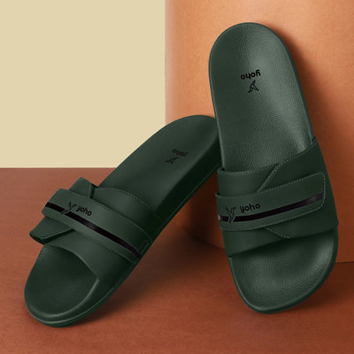 yoho Men Drystep slides for men | Water-friendly | lightweight and Comfortable Stylish Slides(Olive , 10)