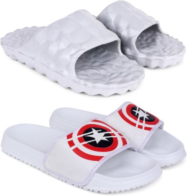 Pampy Angel Men Slides(Grey, White , 7)