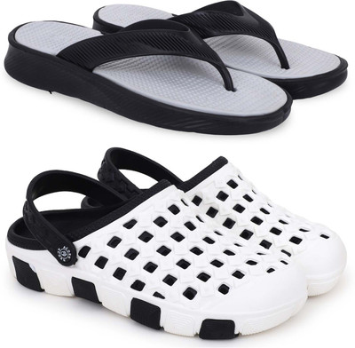KAPYANSH Men Slippers(Grey, Black , 6)