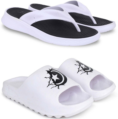 Pampy Angel Men Slippers(Black, White , 8)