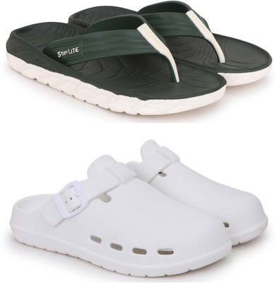 Pampy Angel Men Slippers(Green, White , 7)