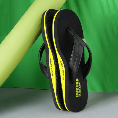 DOCTOR EXTRA SOFT Men Flip Flops(Black , 8)