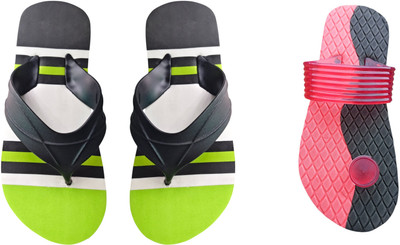 skyflip Men Slides(Green, Red , 10)