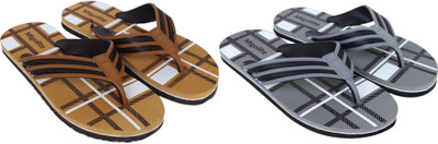 MIGOLITE Men Flip Flops(Tan, Grey , 9)