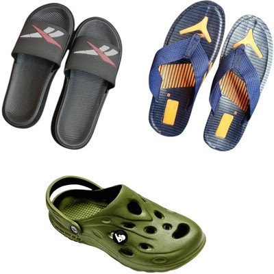 BLIBBERS Men Slippers(Black, Blue, Green , 8)