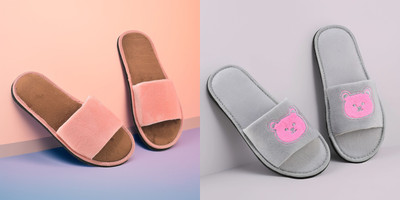 Y key Women Flip Flops(Pink, Grey , 4)