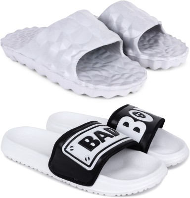 Pampy Angel Men Slides(Grey, White , 10)