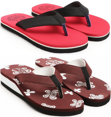 VAHMAH Women Slippers(Red, Maroon , 4)