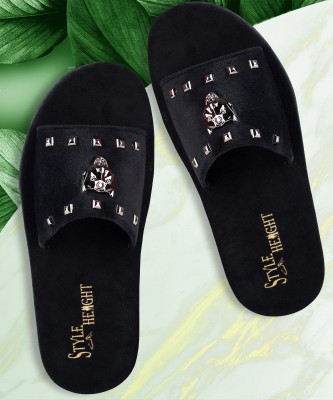 STYLE HEIGHT Men Slides(Black , 8)