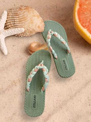 ECOLAND Women Flip Flops(Olive , 8)