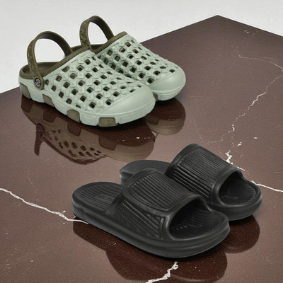 Acorn Men Slides(Olive, Black , 6)