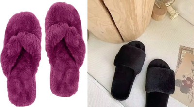 rexizone Women Slides(Purple, Black , 7)