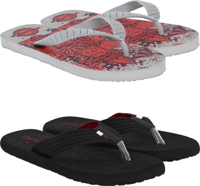 BIRDE Men Pack Of 2 Combo Comfortable Slippers & Flip Flop For Men Flip Flops(Red, Black 10)