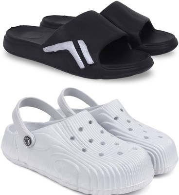Pampy Angel Men Slippers(Black, Grey , 6)