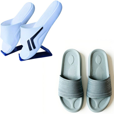 Plama Men Slides(White, Grey , 8)
