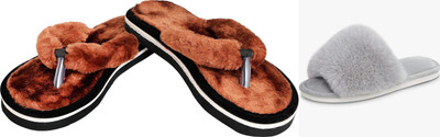 rexizone Women Flip Flops(Brown, Grey , 7)