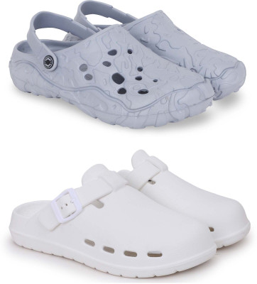Pampy Angel Men Clogs(Grey, White , 10)