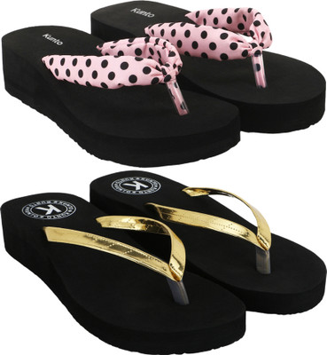 KUNTO Women Flip Flops(Multicolor , 6)