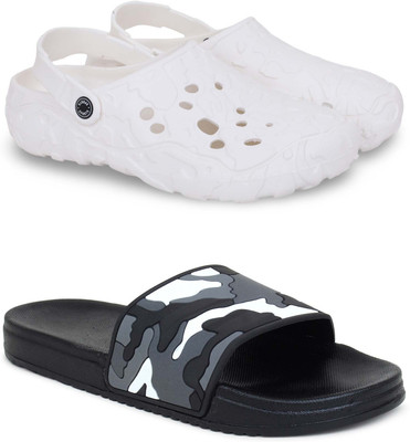 Pampy Angel Men Clogs(White, Black , 6)