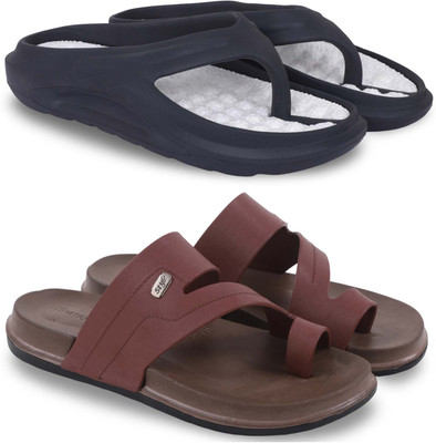 Kapani Fashion Men Slippers(Black, Brown , 9)