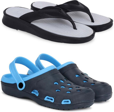 KAPYANSH Men Slippers(Grey, Blue , 7)