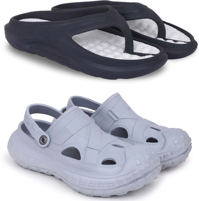 KAPYANSH Men Slippers(Black, Grey , 7)