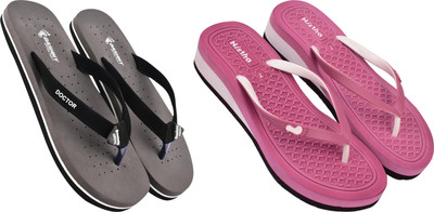 NISTHA Women Flip Flops(Purple, Pink , 7)