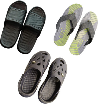 BLIBBERS Men Slippers(Black, Grey, Green , 6)