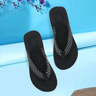 CIBEK Women Flip Flops(Black , 4)