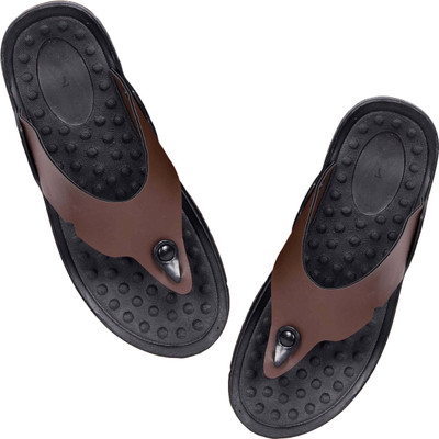 ASTOCKS Men Flip Flops(Brown , 7)