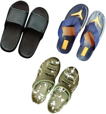 BLIBBERS Men Slippers(Black, Blue, Green , 8)