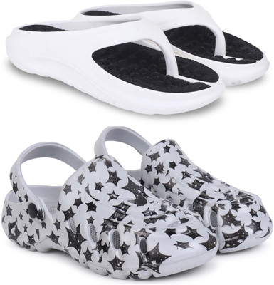 Kapani Fashion Men Slippers(White, Grey , 8)