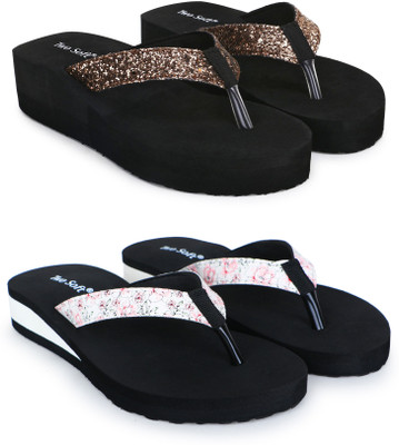 TWO SOFT Combo Pack Of 2 Women Slipper Stylish Casual Light & Soft Comfortable Daily Wear Slippers