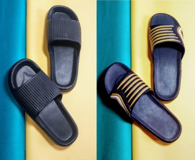 Elitekick Men Slides(Navy, Beige , 10)