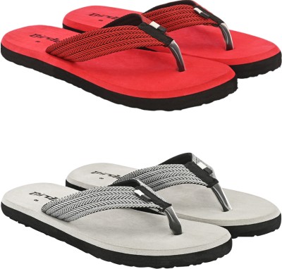 BIRDE Premium Comfortable Regular Wear Slippers For Men Pack Of 2 Combo Slippers(Red, Grey 8)