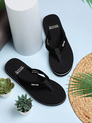 DOCTOR ORTHO PLUS COMFY Women Extra Soft Orthopedic Diabetic Light Weight Flip Flops(Black , 6)