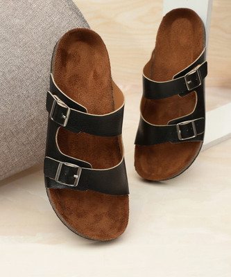 MOZAFIA Women Lightweight Comfort and Adjustable Buckle Straps Trendy Premium Stylish Casual Flip Flops(Black , 5)