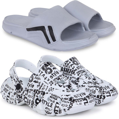 Pampy Angel Men Slippers(Grey, White , 8)