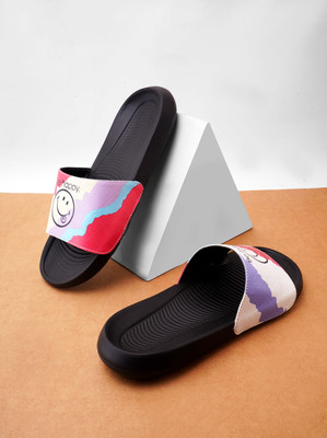 Foot Print Men Slides(Black, Red , 7)