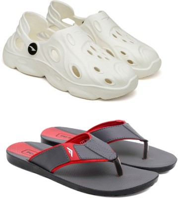 asian Men Flip Flops(White, Red , 6)