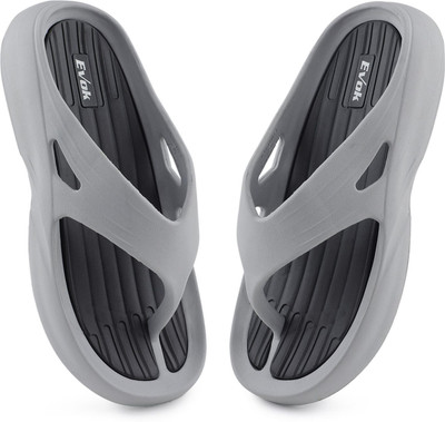 EVOK Men Slippers(Grey, Black , 8)